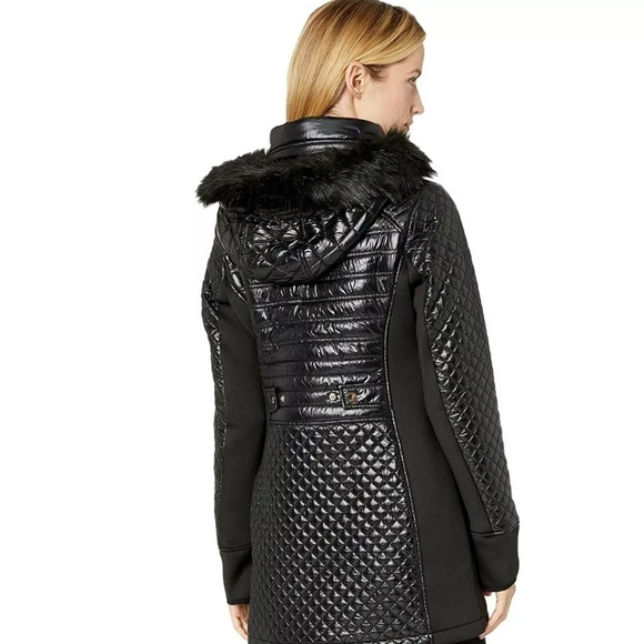 Michael Kors Women's Faux-Fur-Trim Hooded Quilted Coat - Picture 7 of 10